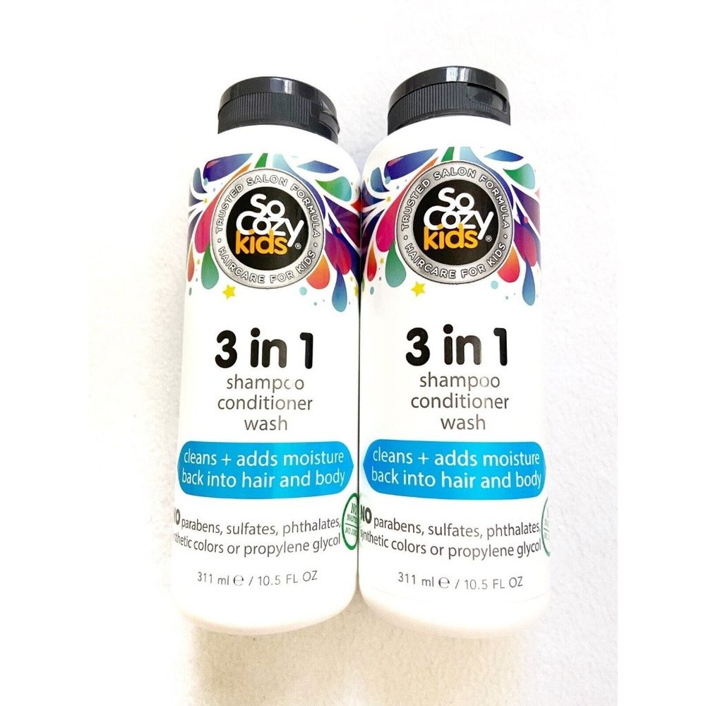 (lot of 2) SoCozy 3-in-1 Shampoo Conditioner Body Wash Kids Hair 10.5 OZ ea